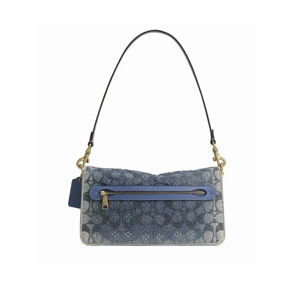 COACH Denim Crystal Tabby 26 Signature Print Crossbody Shoulder Bag Ships Today
